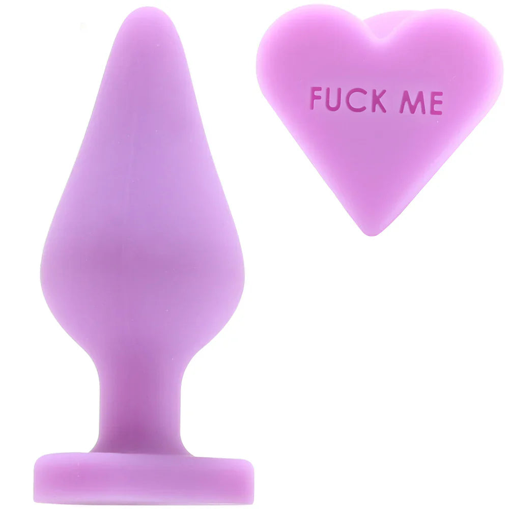 Candy Hearts Do Me Now Small Butt Plug in Purple