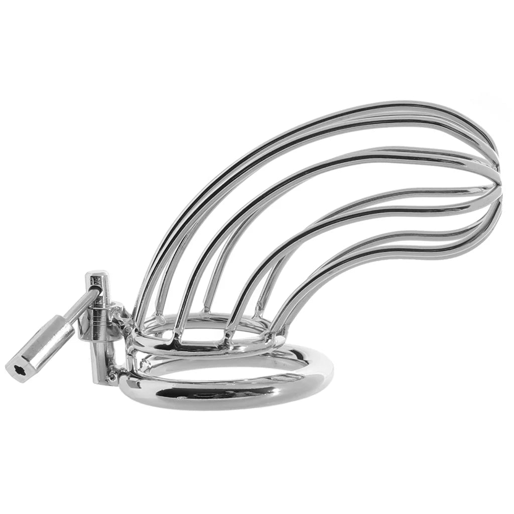 Blue Line Prisoner Cock Cage – Stainless Steel Lockdown 🔒