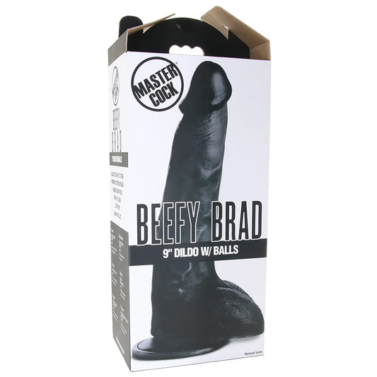Master Cock Beefy Brad 9 Inch Ballsy Dildo in Black