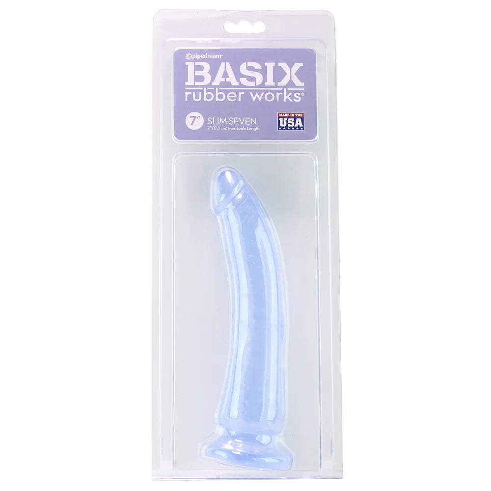 Basix Slim 7 Inch Dildo in Clear